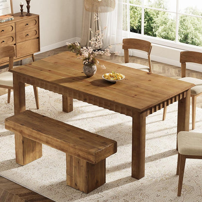 63-Inch Solid Wood Dining Table for 6