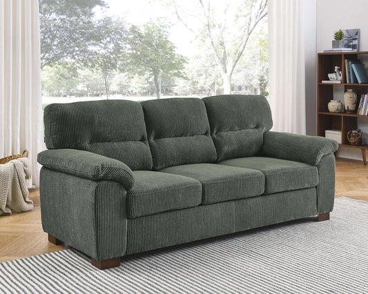 81" Tufted Leather Chaise Lounge, Modern Sofa with Curved Arms