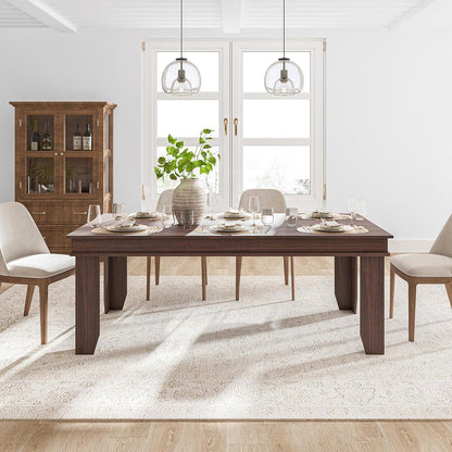 Farmhouse Dining Table for 6-8 People, 71 in Long Kitchen Tables with Wooden Sturdy Frame, 6 ft Large Rectangular Dinner Table for Dining Room, Kitchen (Brown, 71" Non-extendable)
