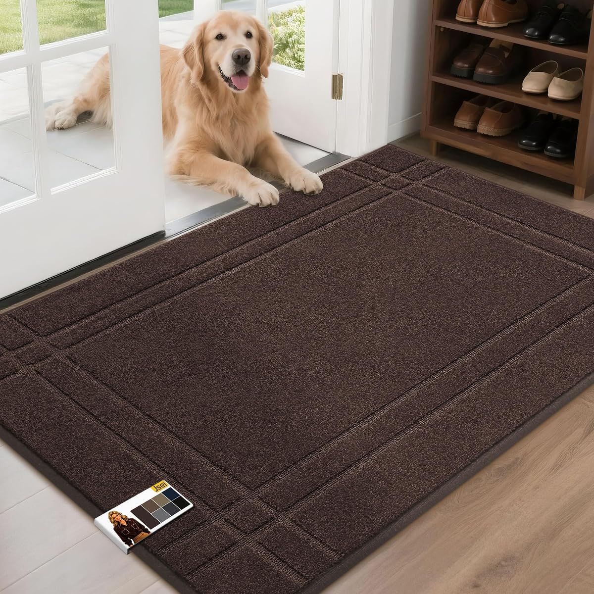 Door Mat for Entrance 32"x48", Dirt Trapper Doormat, Brown