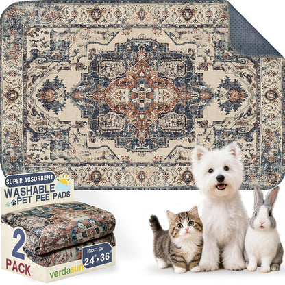 Washable Pee Pads for Dogs 24"x36" 2 Pack Reusable Puppy Potty Pad