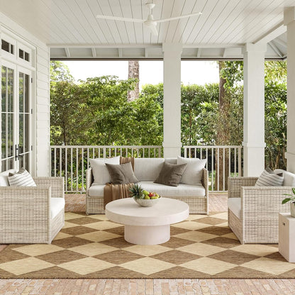 Outdoor Performance Collection Sabina Brown/Ivory, 6'7" Square, Soft, High Traffic, Stain Resistant, Easy Clean, Durable Area Rug for Indoor/Outdoor Patio, Deck, Porch, Garden, Courtyard