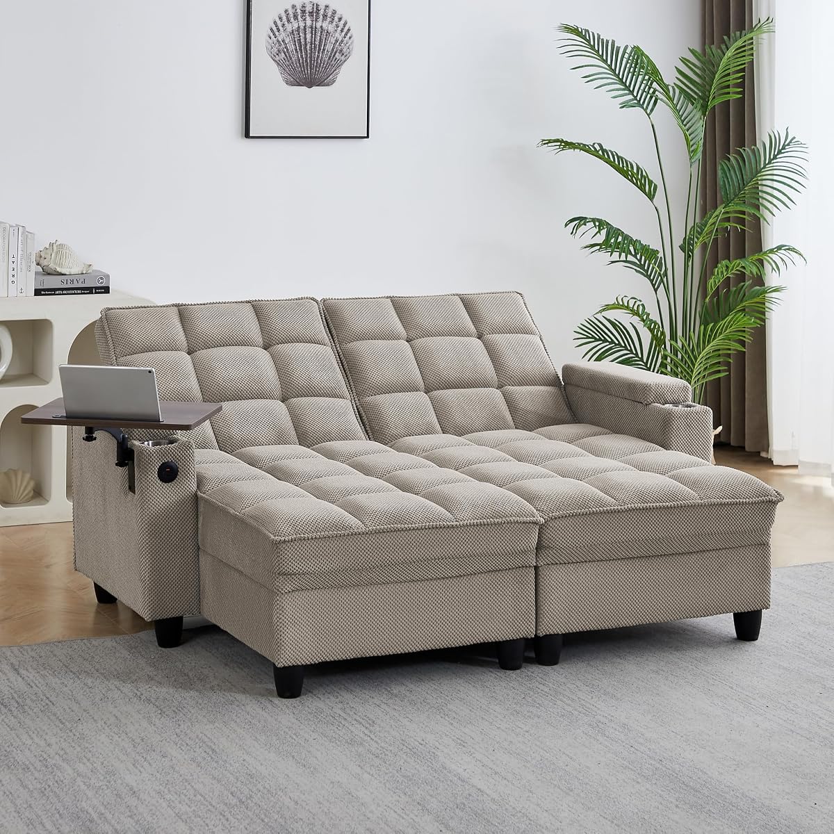 70.9" Chaise Lounge Chair Indoor, Oversized Boucle Upholstered Sofa Bed