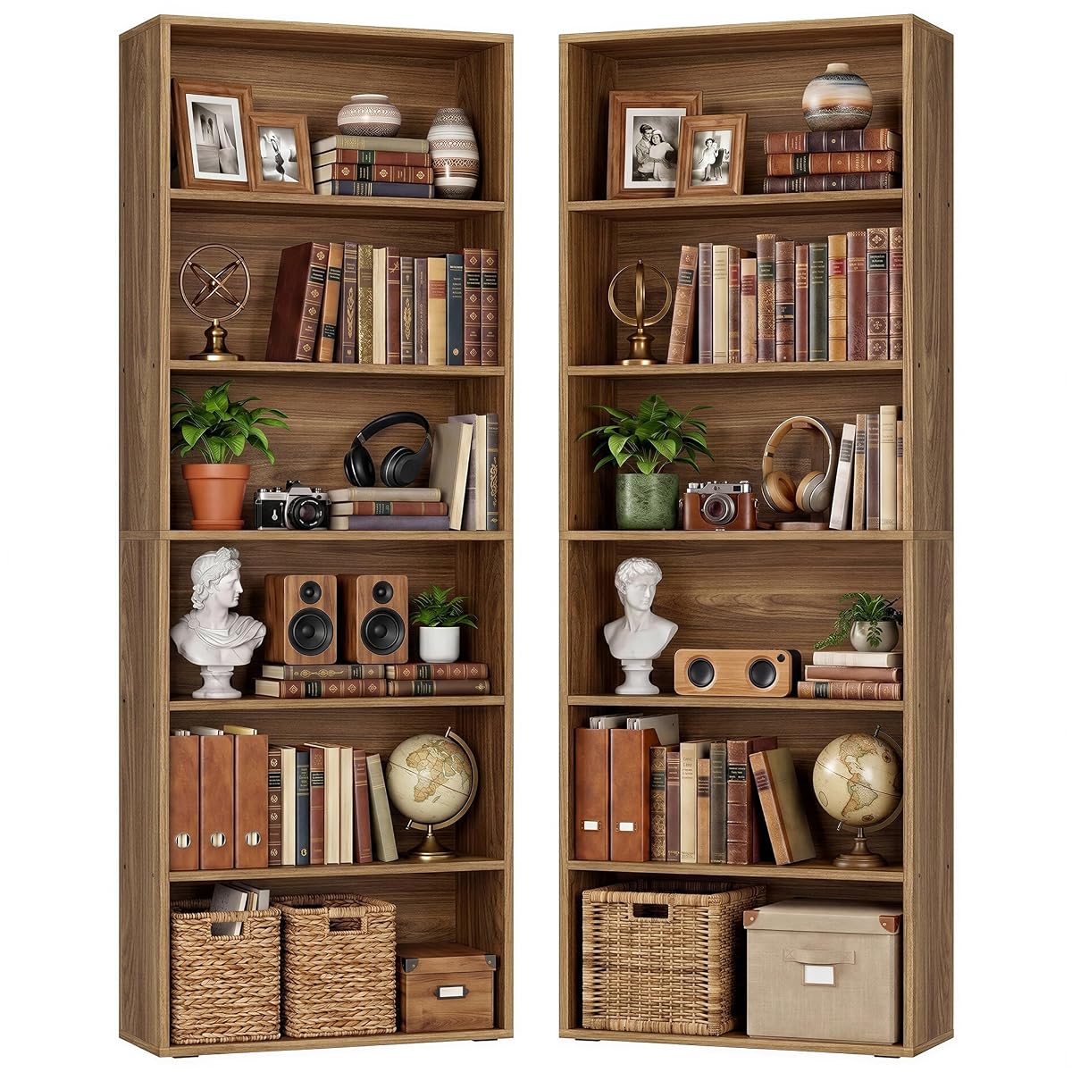 Bookshelf and Bookcases 70" Tall, 6 Tiers Display Storage Shelves