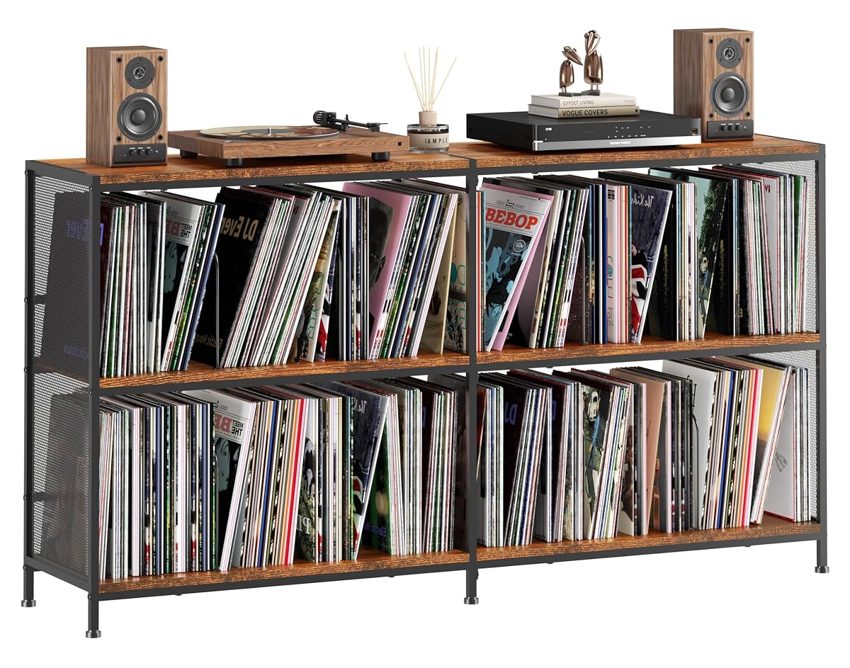 59.2" Record Player Stand with Vinyl Record Storage, Hold 700+ Records