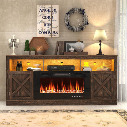 Farmhouse Fireplace TV Stand for 70/75/80 Inch TV