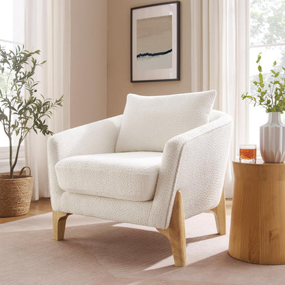 Accent Chairs for Living Room, Sherpa Armchair with Cushion, Comfy Chair for Bedroom, Reading, Corner, Apartment, White