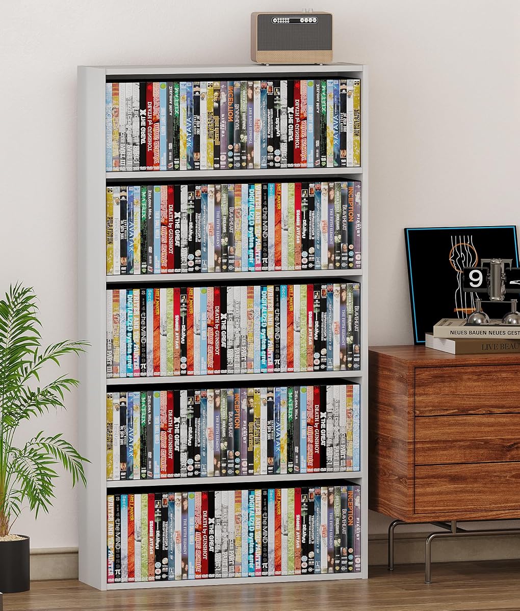 DVD Storage Rack Media Tower, 5 Tier Organizer Shelf for CDs