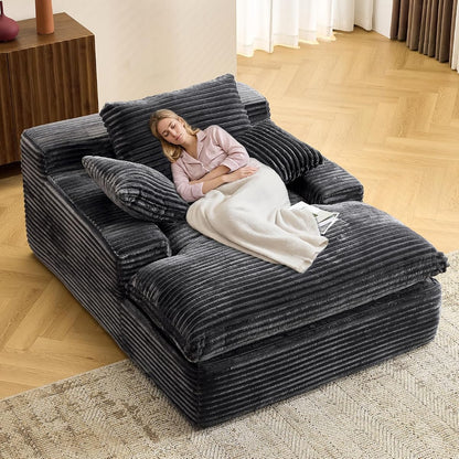 67" Oversized Boneless Chaise Lounge Chair Indoor, Grey