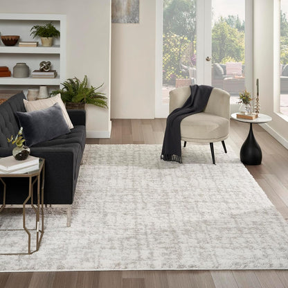 Home Modern Shag Ivory Grey 7'10" x 9'10" Area Rug - Easy Clean, Non Shedding, Bed Room, Living Room, Dining Room, Kitchen (8' x 10')
