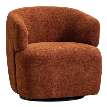 Swivel Accent Chair, Chenille Barrel Chair for Living Room, Cozy Round Boucle Arm Chair, Metal Base for Club Nursery Bedroom, Orange
