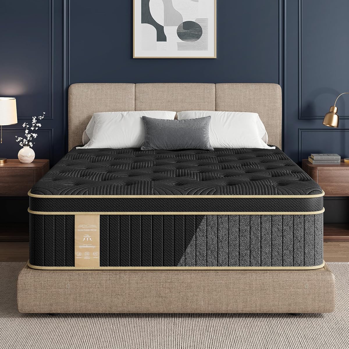 Queen Mattress, 12 Inch Hybrid Mattress Queen Size in a Box, Medium Firm