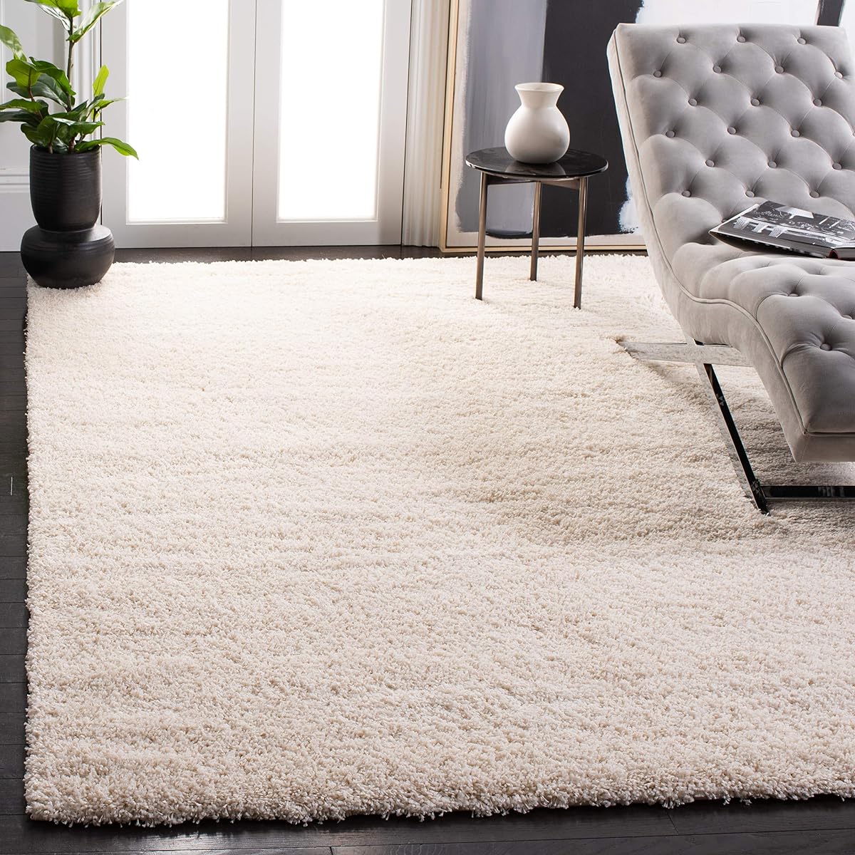 SAFAVIEH California Shag Collection Area Rug - 8' x 10', Ivory, Non-Shedding & Easy to Clean, Ultra Plush Thick Pile, Ideal for Living Room, Bedroom, Dining Space (SG151-1212)