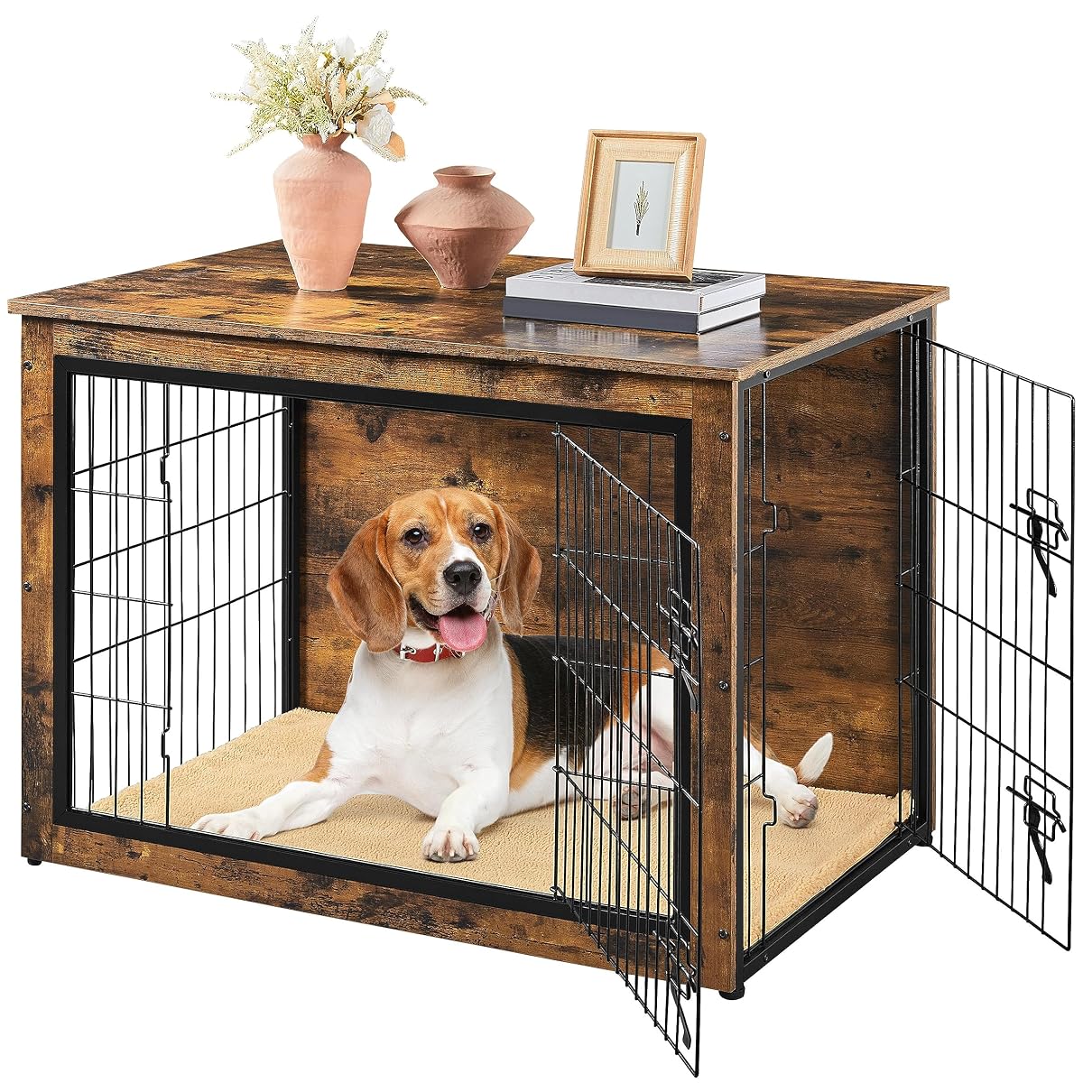 Yaheetech 40in Wooden Dog Crate Furniture w/Cushion for Medium/Large Dogs