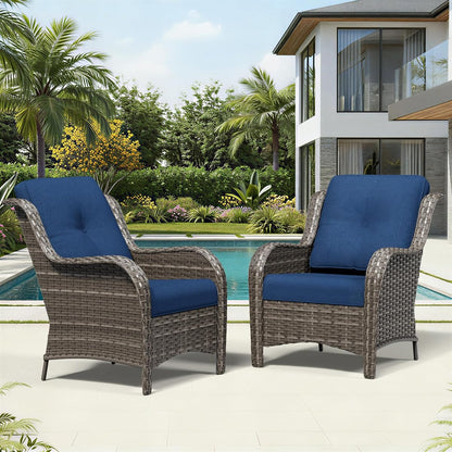 Patio Chairs Set of 2, Wicker Patio Furniture with High Back, Deep Seating