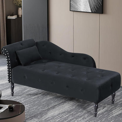 Modern Velvet Upholstered Chaise Lounge Indoor Button Tufted Chaise Lounge