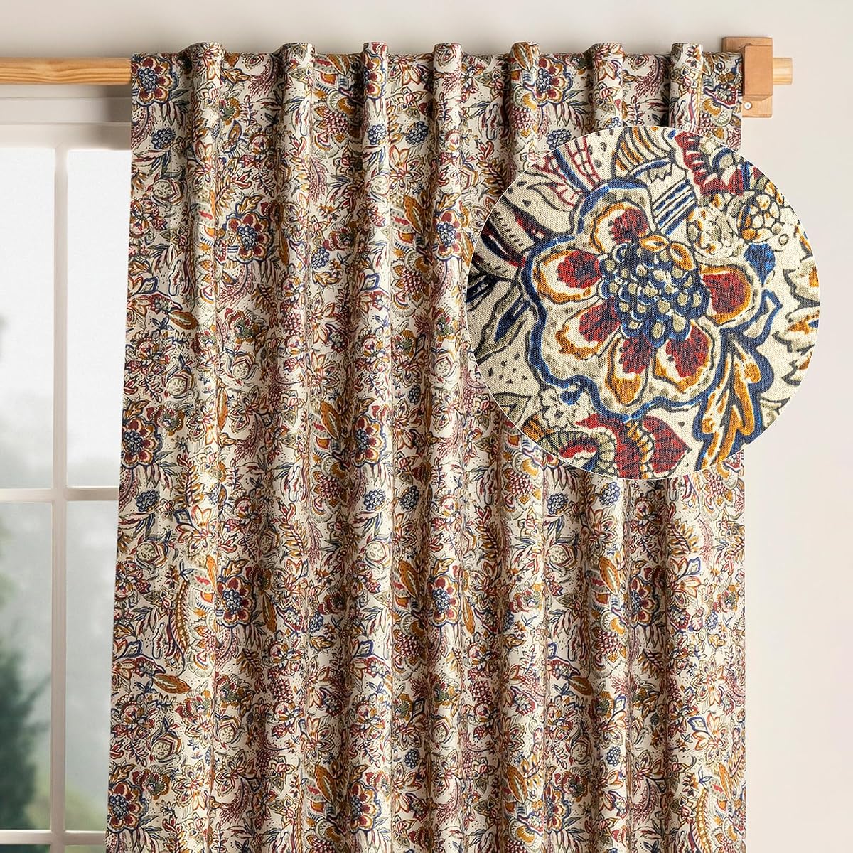Curtains for Living Room 100% Cotton 50"x124" (Pack of 1)