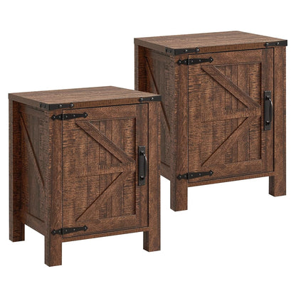 18" Farmhouse End Table Set of 2, Reclaimed Barnwood | Rustic Nightstand, Charging Station, Barn Door, Adjustable Storage Shelf, Wood Sofa Side Table, Living Room, Bedroom