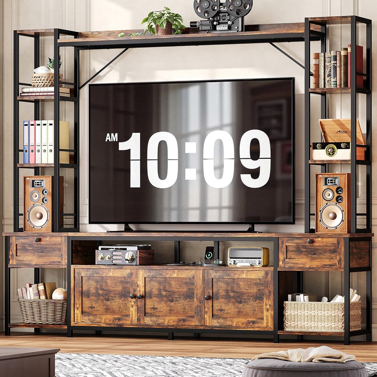 85" W Entertainment Center for TVs 65 inch, TV Stand with Storage