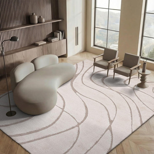 SAFAVIEH Florida Shag Collection Area Rug - 8'6" x 12', Cream & Beige, Non-Shedding & Easy Care, 1.2-inch Thick Ideal for High Traffic Areas in Living Room, Bedroom (SG471-1113)