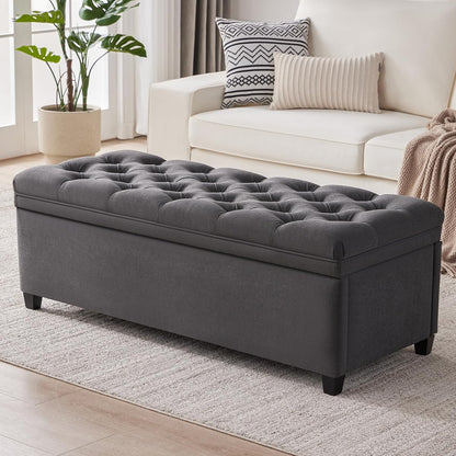 Mangodan Storage Ottoman Bench, Tufted Ottoman with Storage for Living Room, Large Modern Entryway Benchs