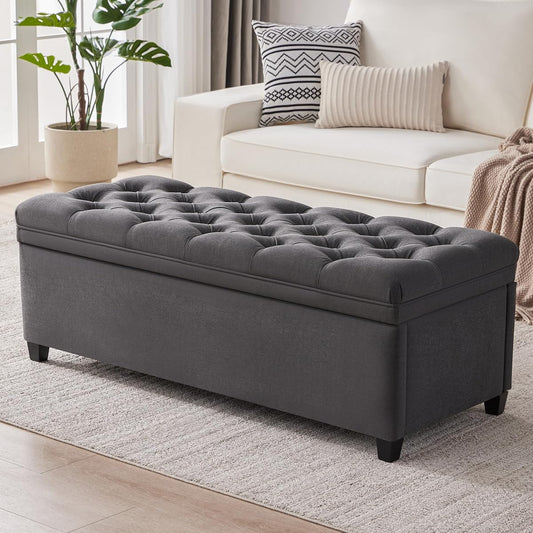 Mangodan Storage Ottoman Bench, Tufted Ottoman with Storage for Living Room, Large Modern Entryway Benchs