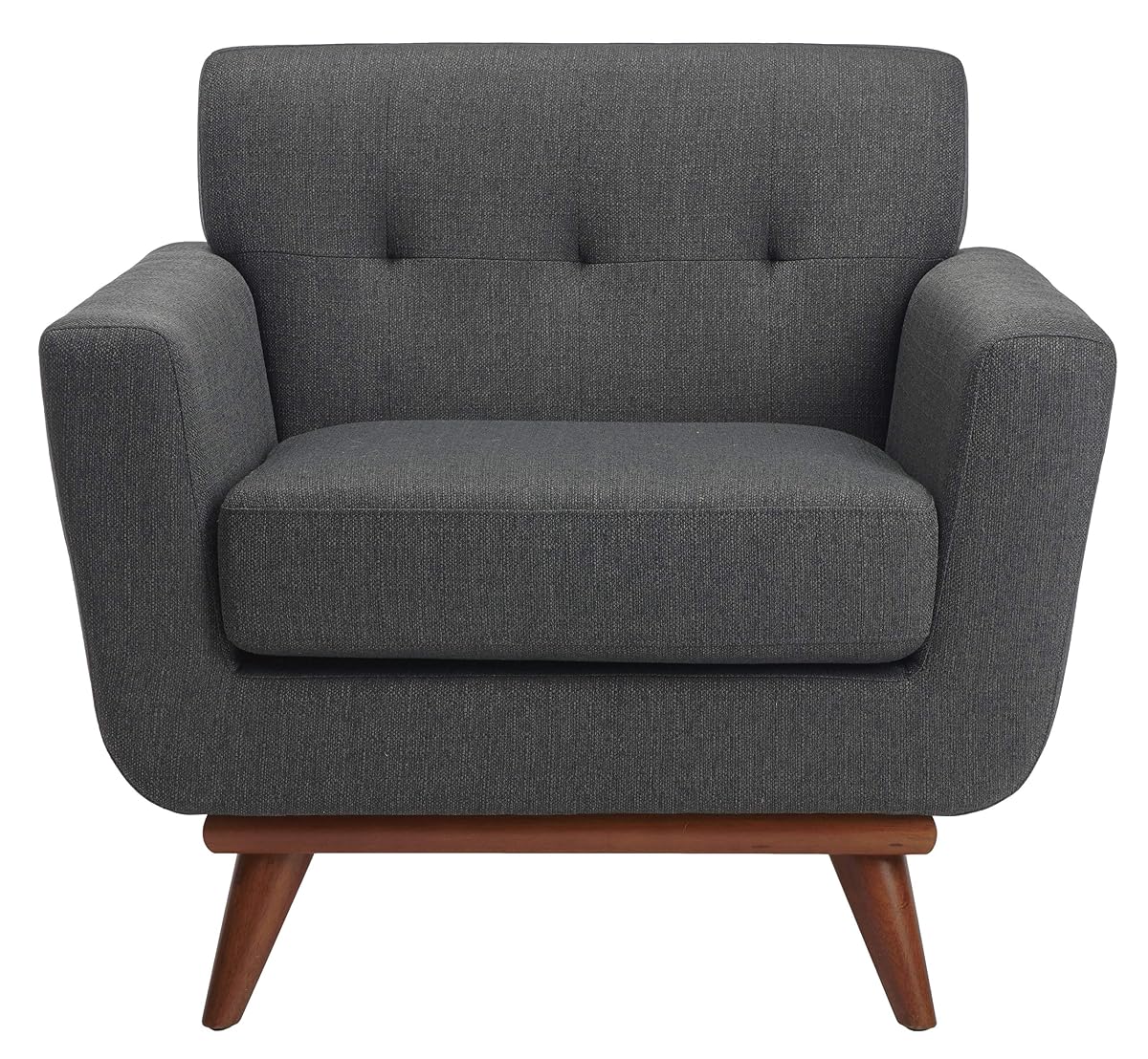 Safavieh Couture Home Opal Mid-Century Slate Grey Linen Tufted Arm Chair