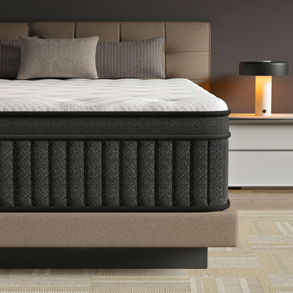 Queen Mattress, 12 Inch Queen Hybrid Mattress in a Box, Upgrade Individually Pocket Springs, Medium Firm, Pressure Relief, Breathable Comfort and Durable