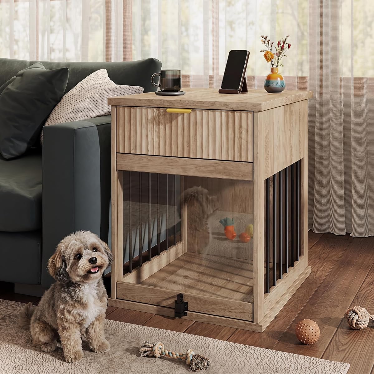 Dog Crate End Table for Small Medium Dogs, Dog Kennel Furniture