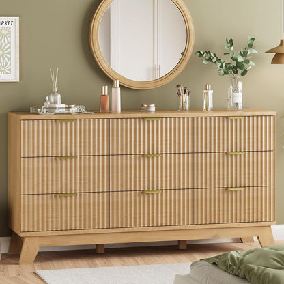 Fluted Dresser for Bedroom with 9 Drawers