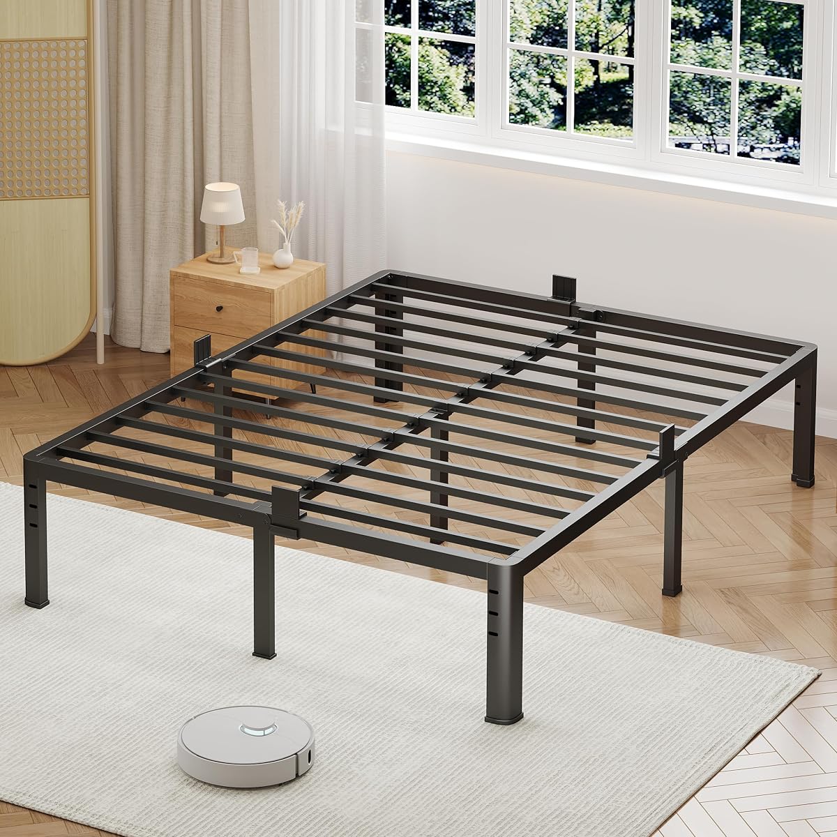 14 Inch Full Size Metal Platform Bed Frame with Round Corner Legs