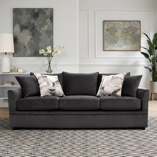 New Classic Furniture Sylvie Polyester Upholstered Sofa in Dark Gray