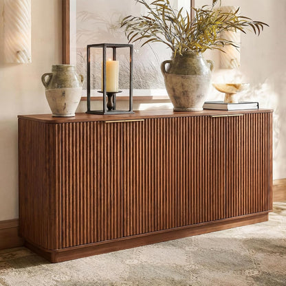 63" Sideboard Buffet Cabinet with Storage, 31.6" H Modern Fluted Accent Credenza