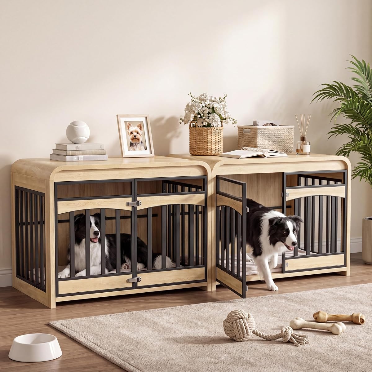 78.8" Dog Crate Furniture, Double Dog Cage for Small & Medium Dog