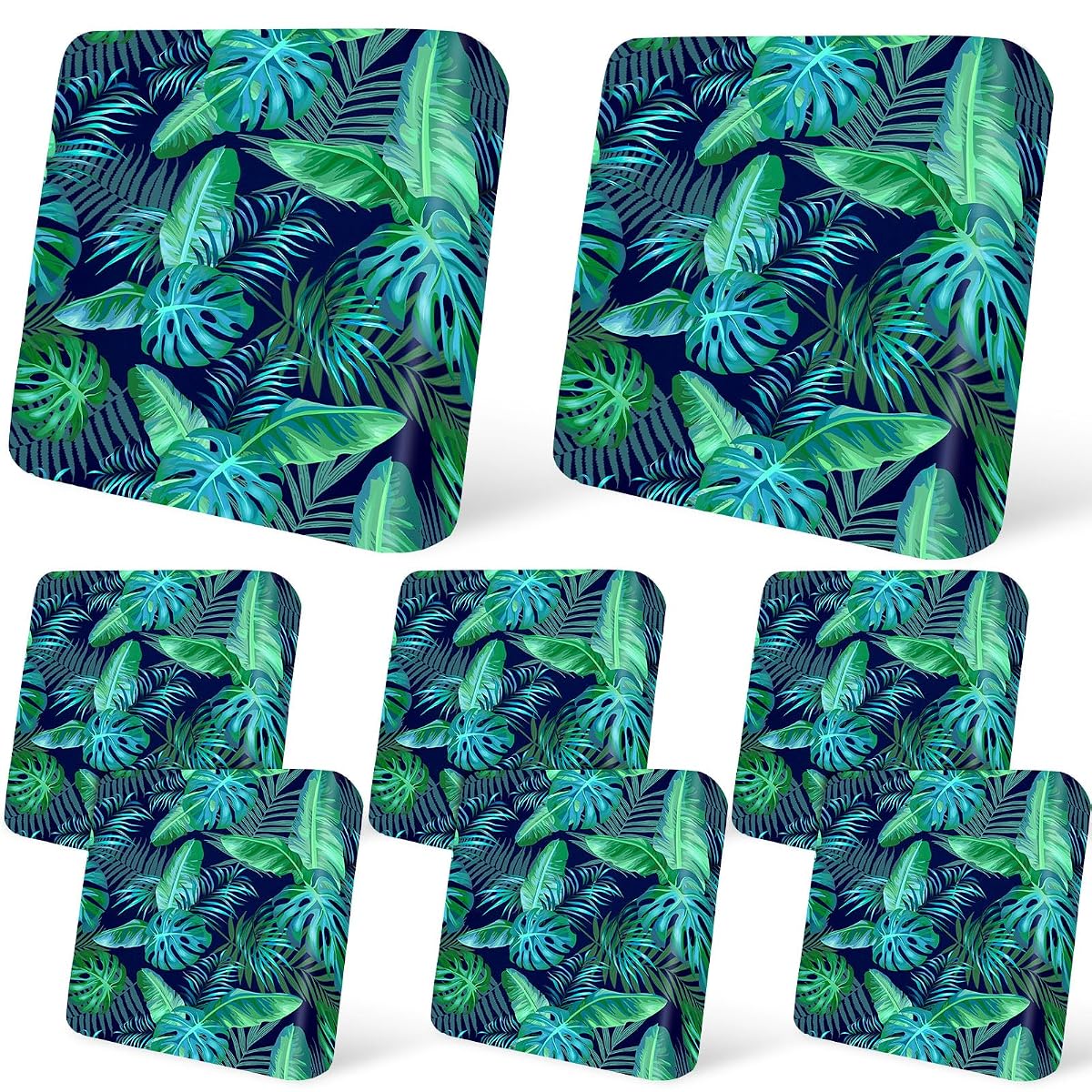 8Pcs Patio Cushion Covers Stretch Outdoor Couch Cushions Slipcovers Replacement Washable Furniture Protector with Elastic Bottom Sofa Chair Seat Cover, Palm Leaves