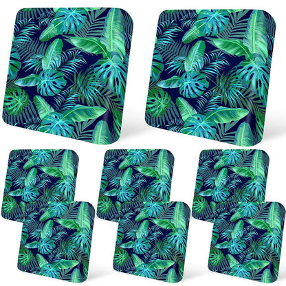 8Pcs Patio Cushion Covers Stretch Outdoor Couch Cushions Slipcovers Replacement Washable Furniture Protector with Elastic Bottom Sofa Chair Seat Cover, Palm Leaves