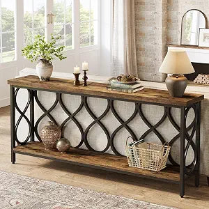 Tribesigns 70.9" Long Console Table, 2-Tier Industrial Sofa Table Behind Couch, Narrow Entryway Accent Tables for Hallway, Foyer