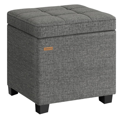 Square Storage Ottoman with Hinged Lid in Slate Gray