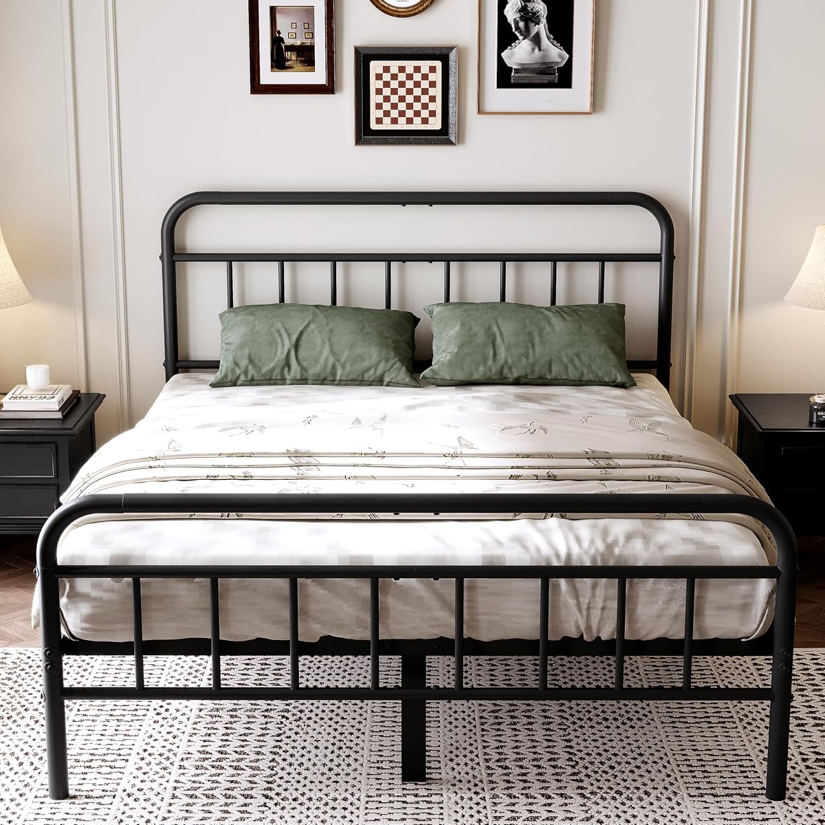 14Inch Metal Bed Frame, Full Size Bed Frame with Storage Space
