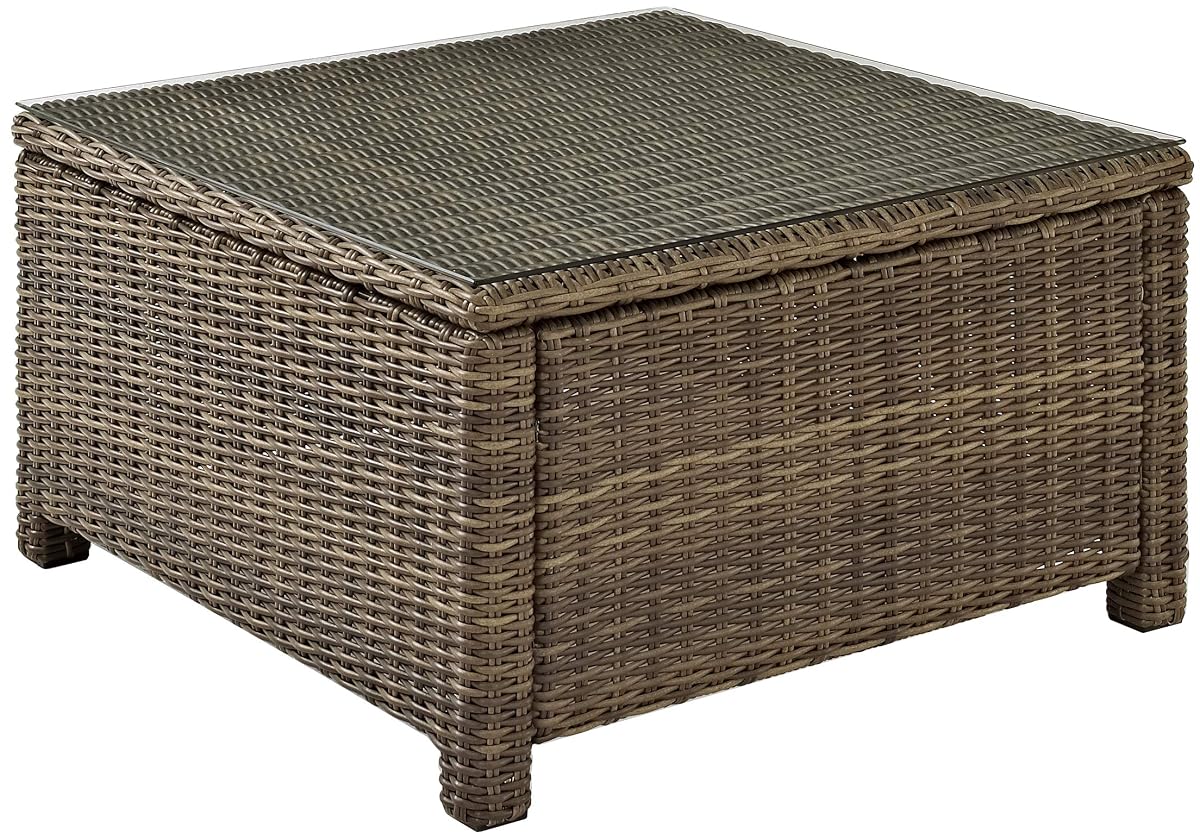 Bradenton All Weather Rattan Wicker Outdoor Sectional Coffee Table for Patio, Deck, Porch, Brown