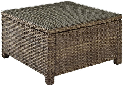 Bradenton All Weather Rattan Wicker Outdoor Sectional Coffee Table for Patio, Deck, Porch, Brown
