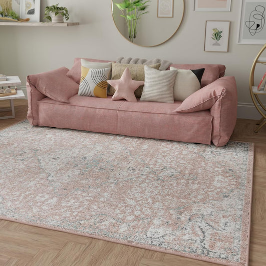 Harper HY50B Pink Amaranth Transitional Vintage Non-Shedding Living Room Bedroom Nursery Dining Home Office Area Rug, 5'0"x7'0"