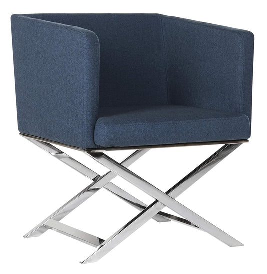 Safavieh Home Collection Celine Navy and Chrome Modern Glam Cross Leg Chair