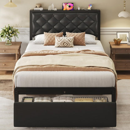 No box spring metal bed black