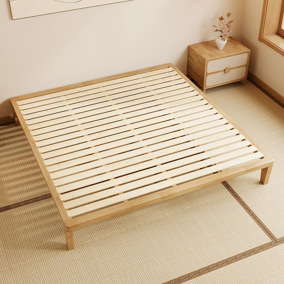 IOTXY Cal King Platform Bed Frame - 12" Solid Wood Mattress Foundation Base