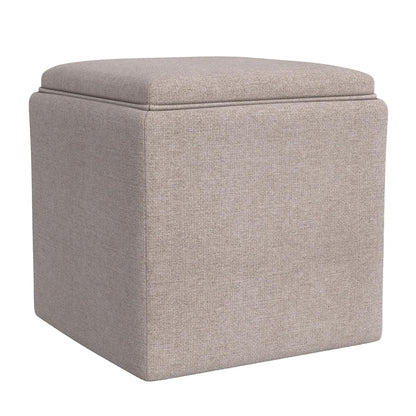 17.5" Storage Ottoman with Tray Top - Light Brown Woven