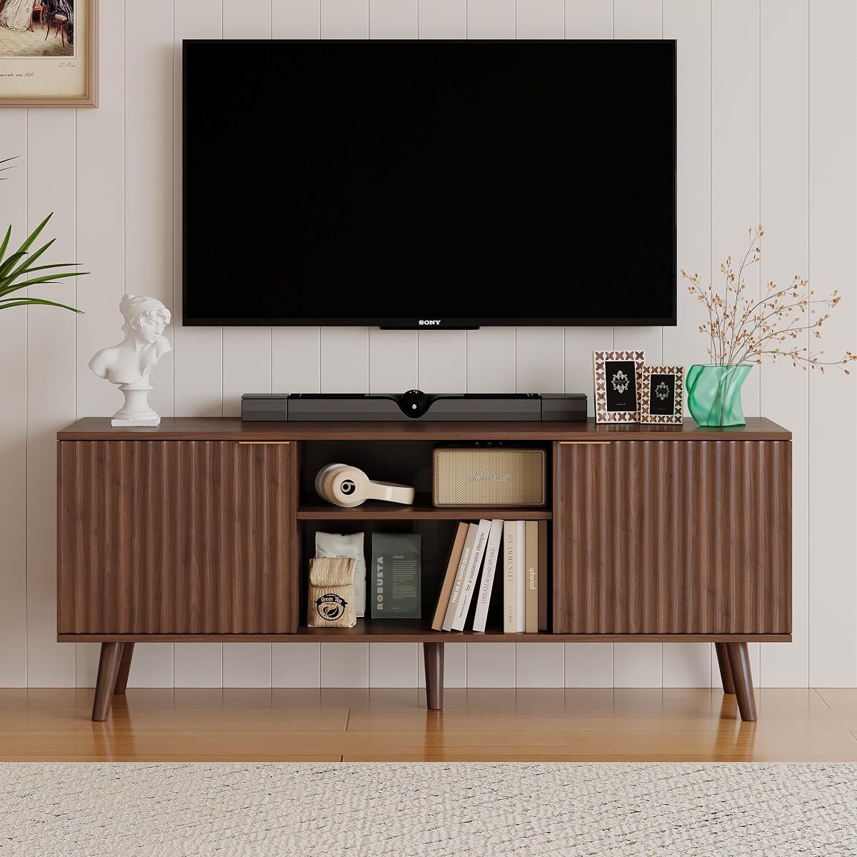 55 inch Fluted TV Stand with Storage