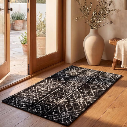 SAFAVIEH Adirondack Collection Accent Rug - 2'6" x 4', Black & Silver, Moroccan Boho Distressed Design, Non-Shedding & Easy Care, Ideal for High Traffic Areas in Foyer, Living Room, Bedroom (ADR111C)