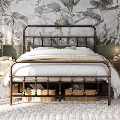 Queen Bed Frame Vintage Bronze Iron
