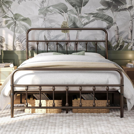 Queen Bed Frame Vintage Bronze Iron